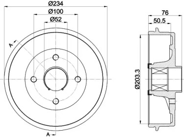 HELLA PAGID 8dt355302871 -  Тормозной барабан